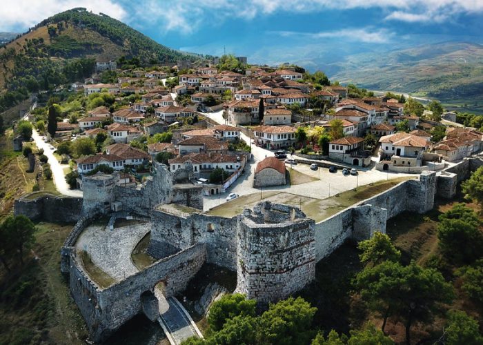 An aerial view of Berat Castle in Albania