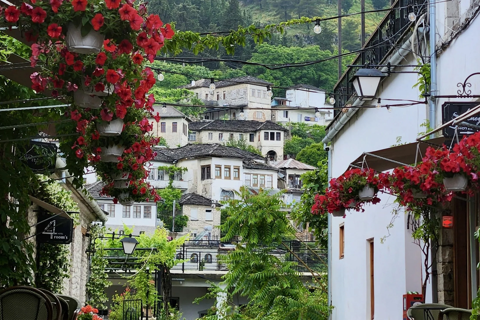An image of some traditional houses in Gjirokaster, Albania