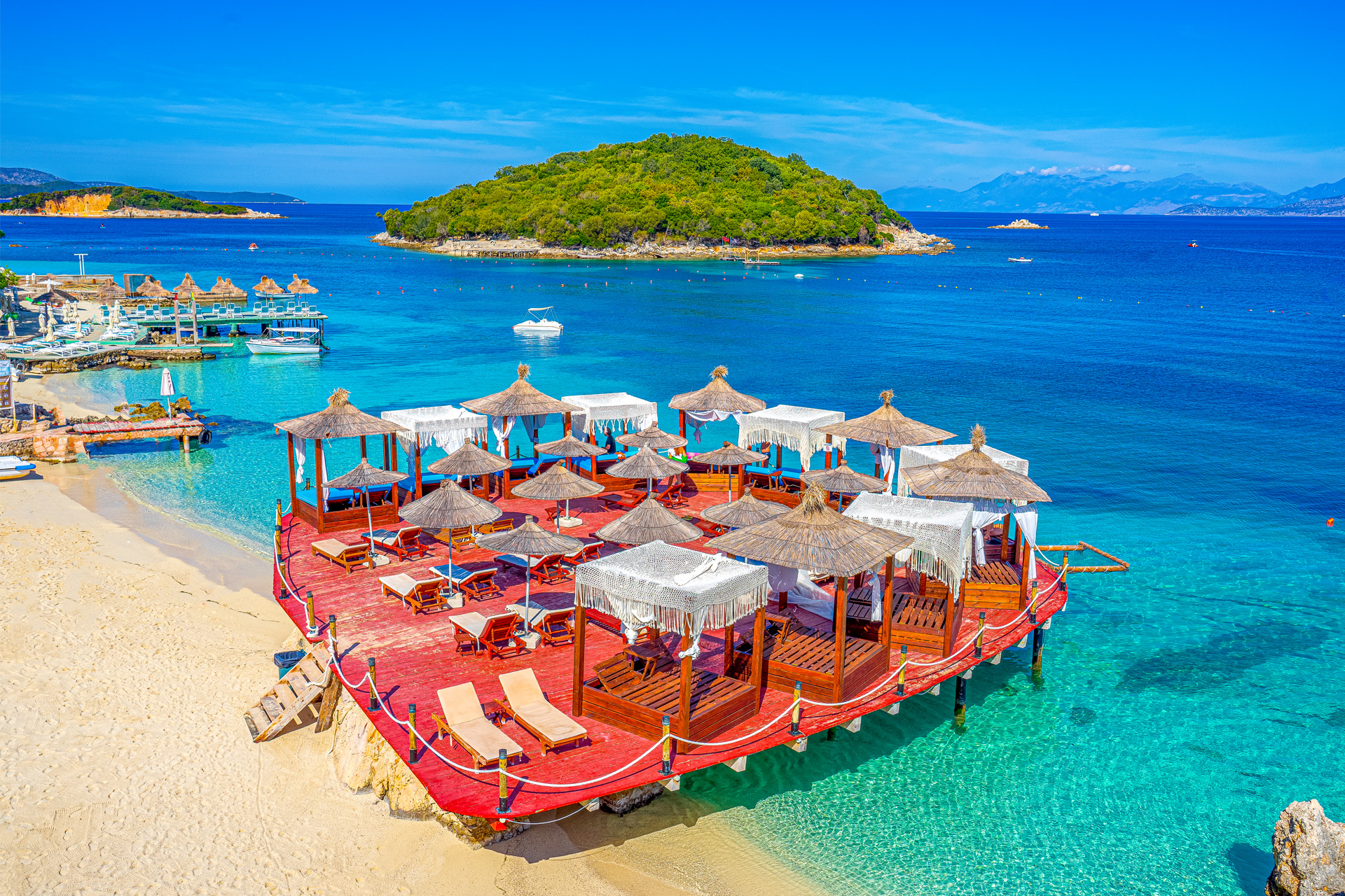 A shot of the amazing Ksamil beach with the islands in the background