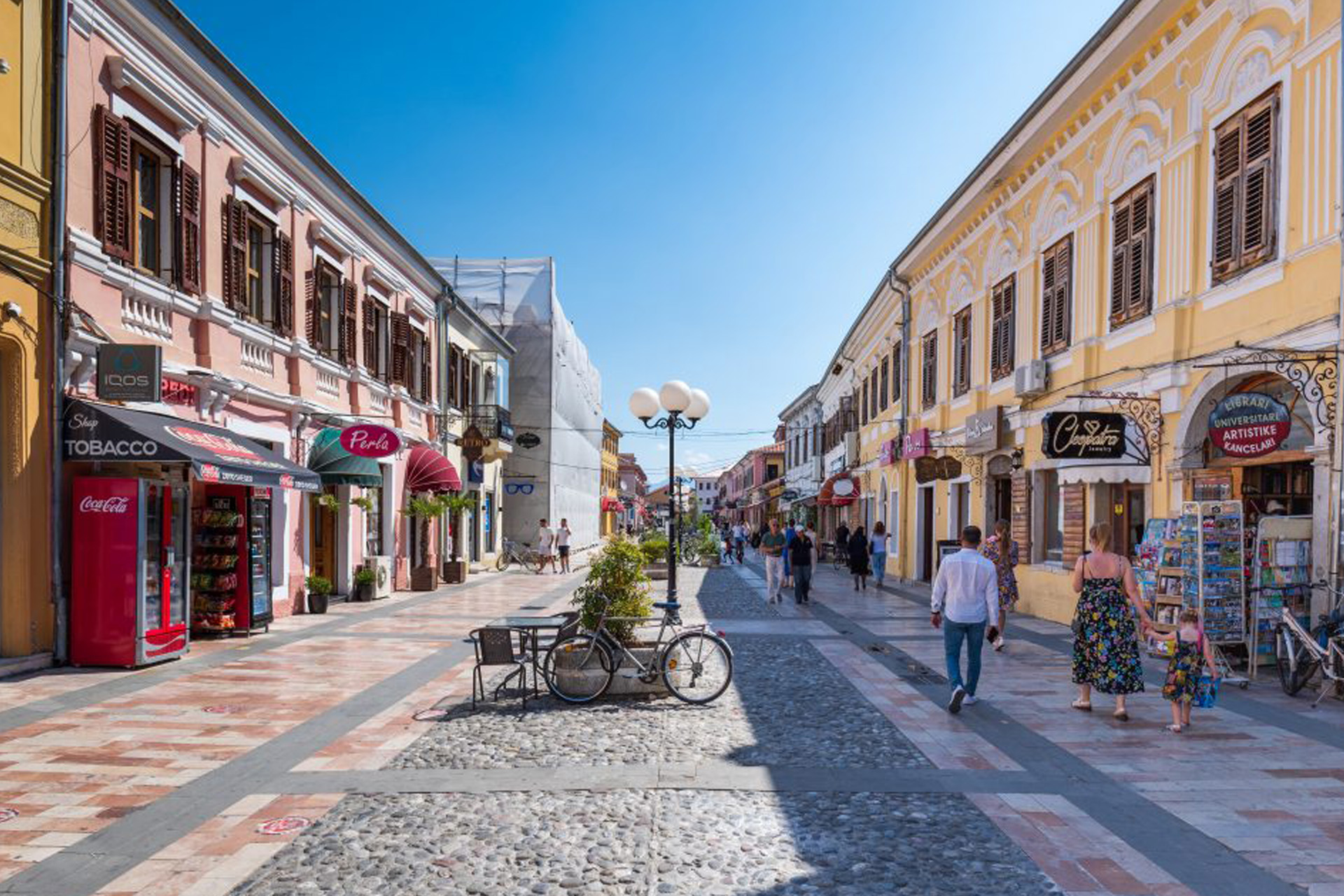 The main pedestrian shopping street in Shkoder