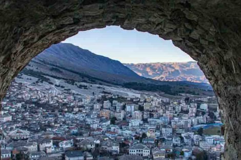 A view over Gjirokaster, Albania